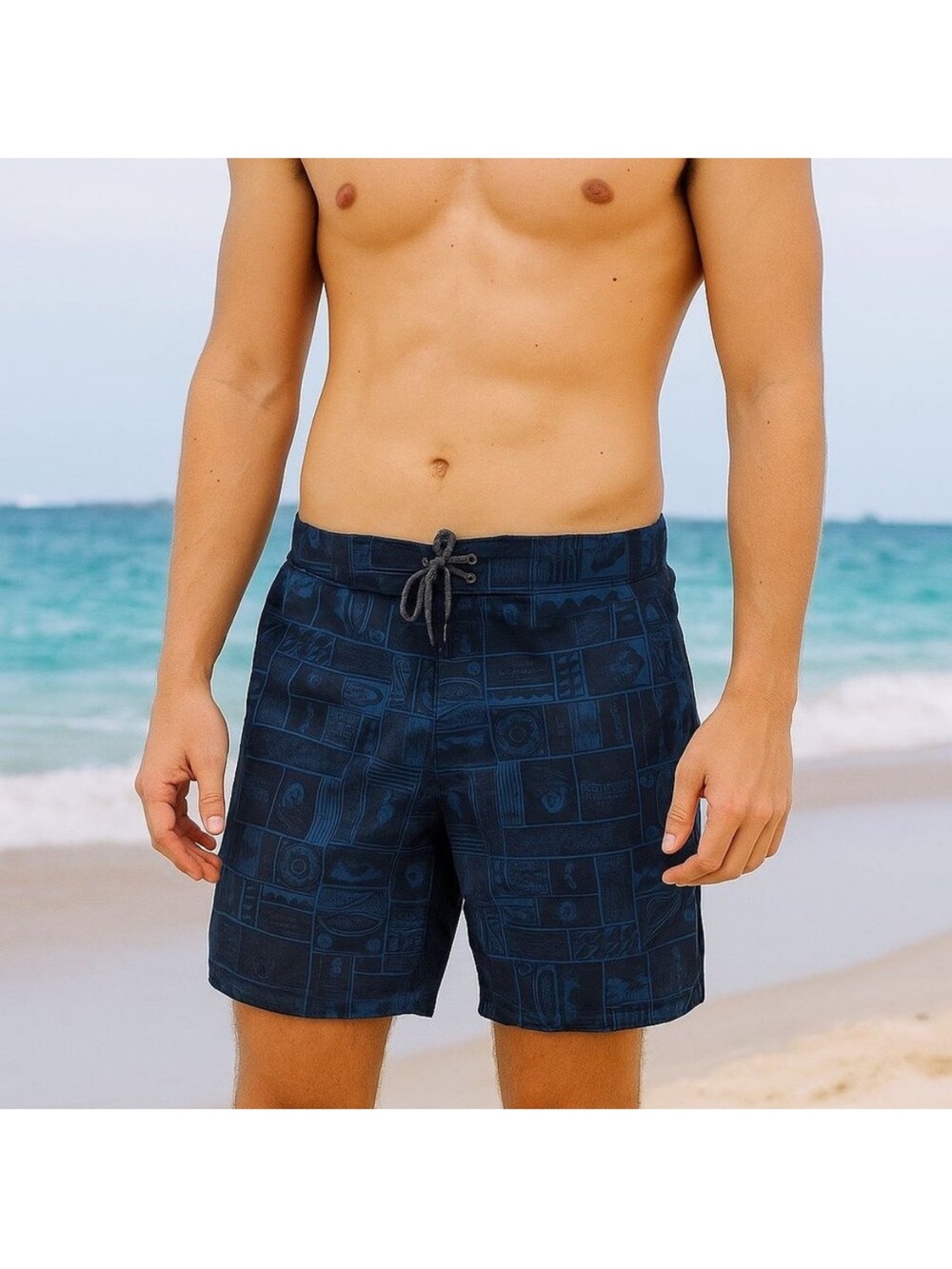 Outerknown Kelly Slater Board Shorts Mens 32 All Over Print Swim Trunks Blue EUC